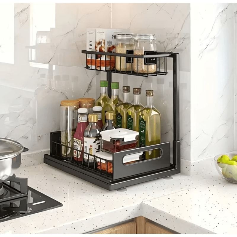SlideEase Metal Under Sink Organizer PullOut Storage Shelf 1