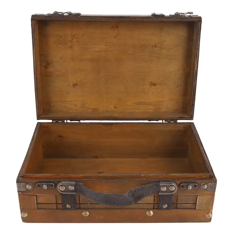 HeritageLock Vintage Wooden Treasure Chest Decorative Storage Trunk 2