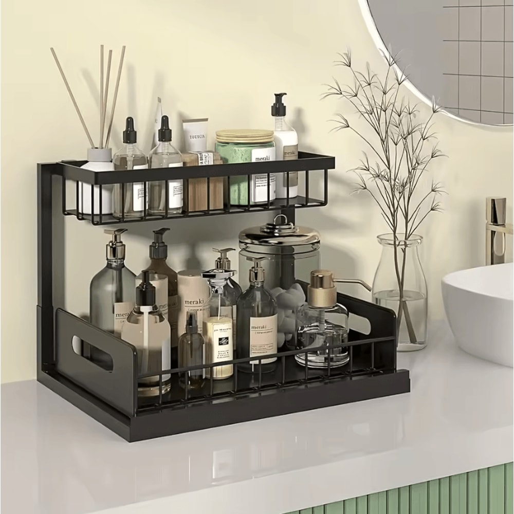 SlideNest Under Sink Storage Rack Set Sliding Drawer Organizer 4