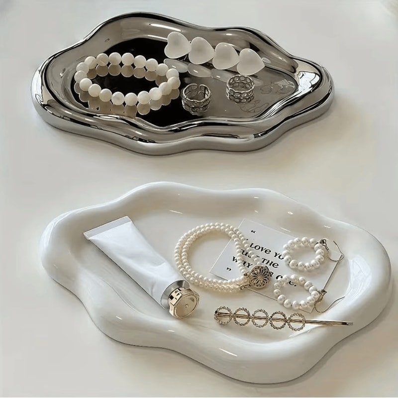 CloudGlow Ceramic Jewelry Tray Decorative Trinket Organizer 0