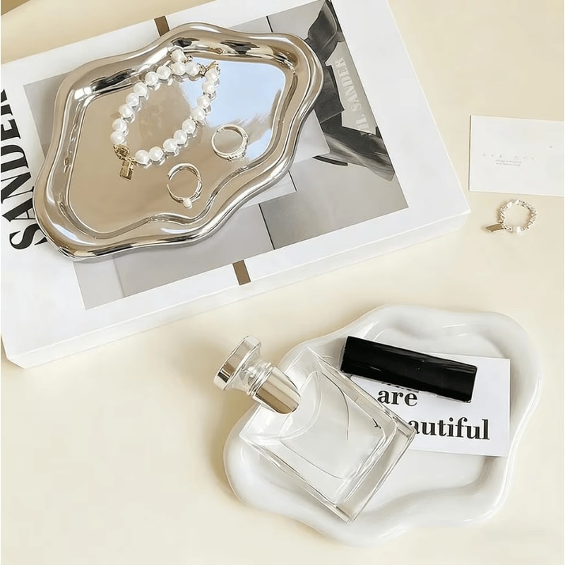 CloudGlow Ceramic Jewelry Tray Decorative Trinket Organizer 1