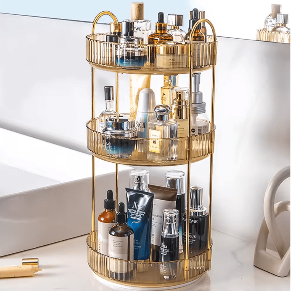 GlowSpin Rotating Makeup Organizer 3Tier Vanity Storage Rack 2