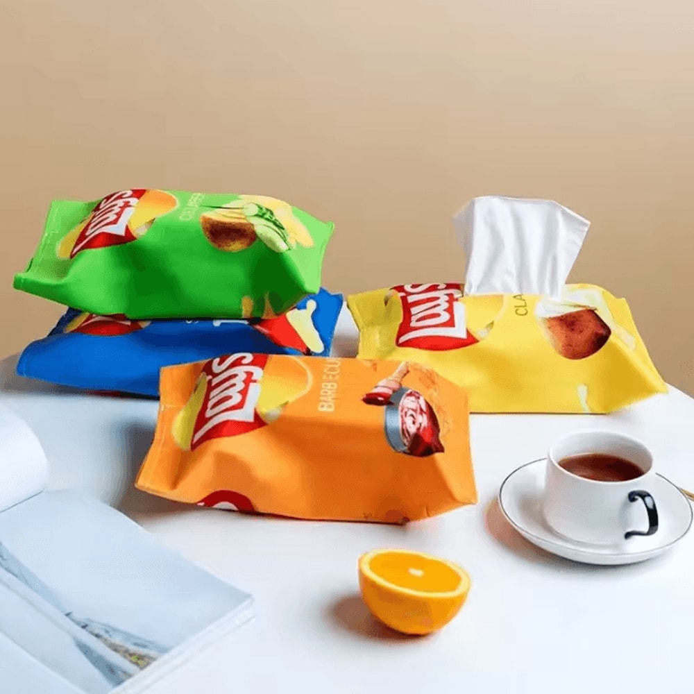 CrunchCover Potato Chip Tissue Box Cover Novelty Fabric Tissue Holder 0