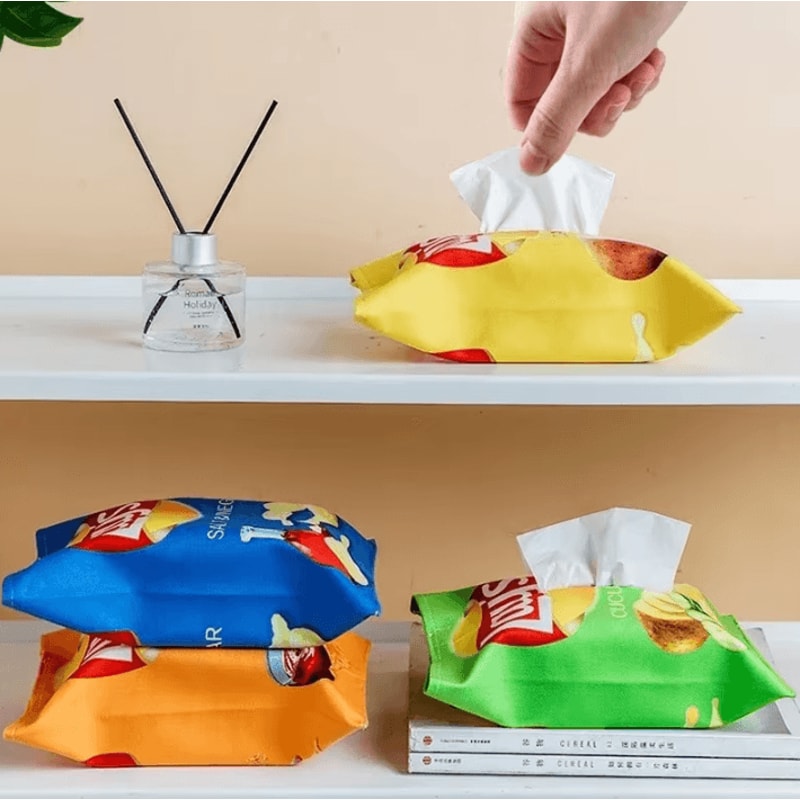CrunchCover Potato Chip Tissue Box Cover Novelty Fabric Tissue Holder 1