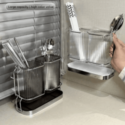 luxedrain wall-mounted cutlery organizer & stainless steel utensil drying rack