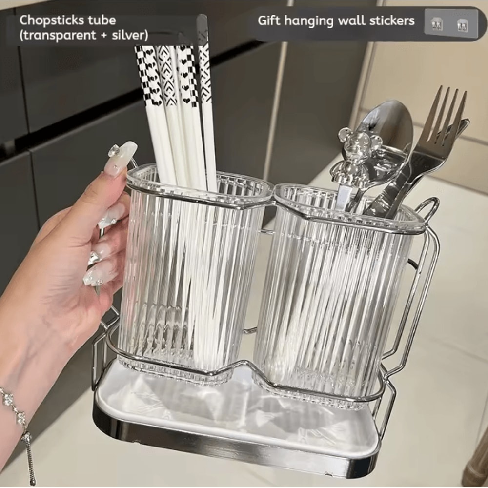 LuxeDrain WallMounted Cutlery Organizer Stainless Steel Utensil Drying Rack 3