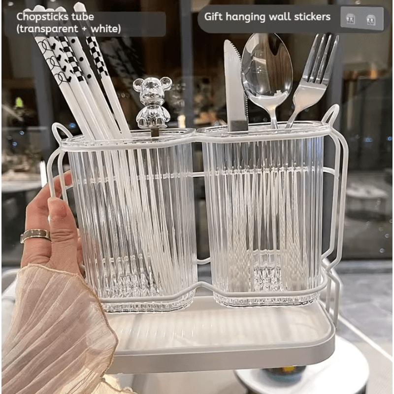 LuxeDrain WallMounted Cutlery Organizer Stainless Steel Utensil Drying Rack 4
