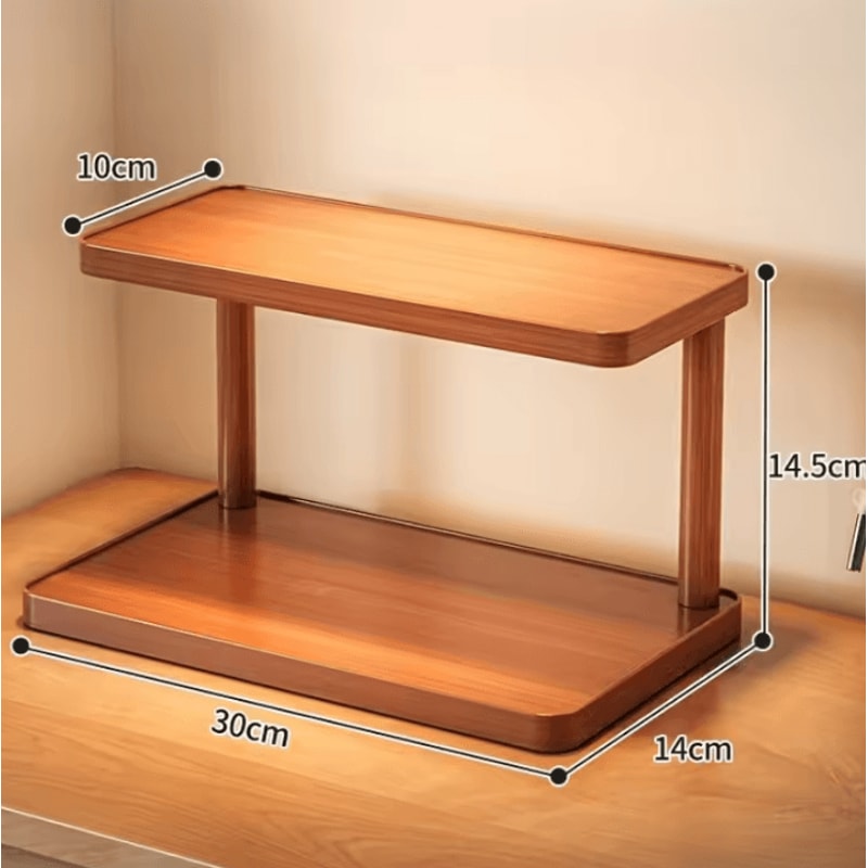 RusticCharm 2Tier Wooden Storage Rack Countertop Spice Organizer 3