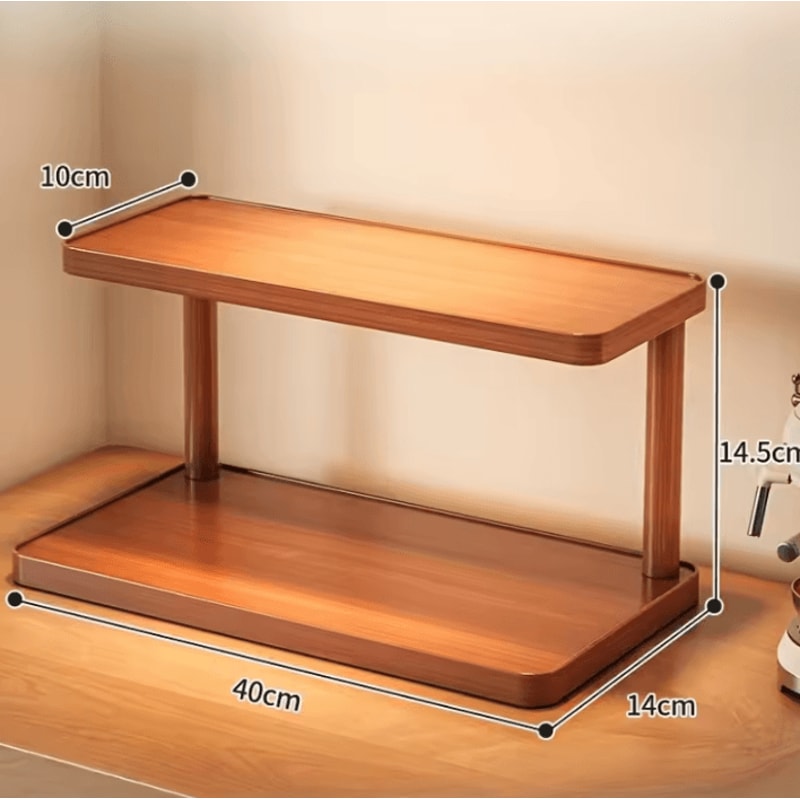 RusticCharm 2Tier Wooden Storage Rack Countertop Spice Organizer 4