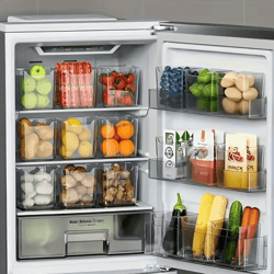 space-saving refrigerator side door organizer bins for fruits & vegetables