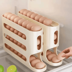 4-layer automatic rolling egg holder for refrigerator storage
