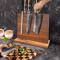 WXCOO Acacia Wood Magnetic Knife Block Holder 1