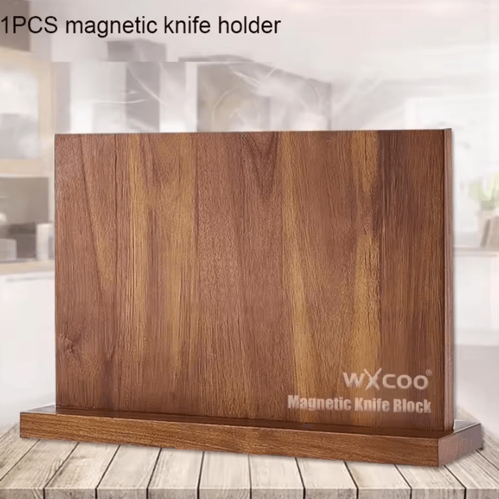 WXCOO Acacia Wood Magnetic Knife Block Holder 4