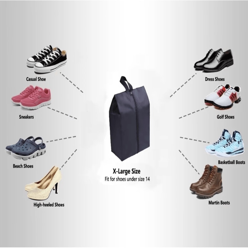 Portable Waterproof Nylon Shoe Storage Bags With Zipper Closure 1