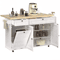 60Inch Rolling Kitchen Island Cart With Power Outlet Drop Leaf 0