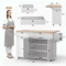 60Inch Rolling Kitchen Island Cart With Power Outlet Drop Leaf 1