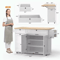 60Inch Rolling Kitchen Island Cart With Power Outlet Drop Leaf 1