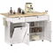 60Inch Rolling Kitchen Island Cart With Power Outlet Drop Leaf 3