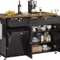 60Inch Rolling Kitchen Island Cart With Power Outlet Drop Leaf 4