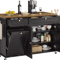 60Inch Rolling Kitchen Island Cart With Power Outlet Drop Leaf 4