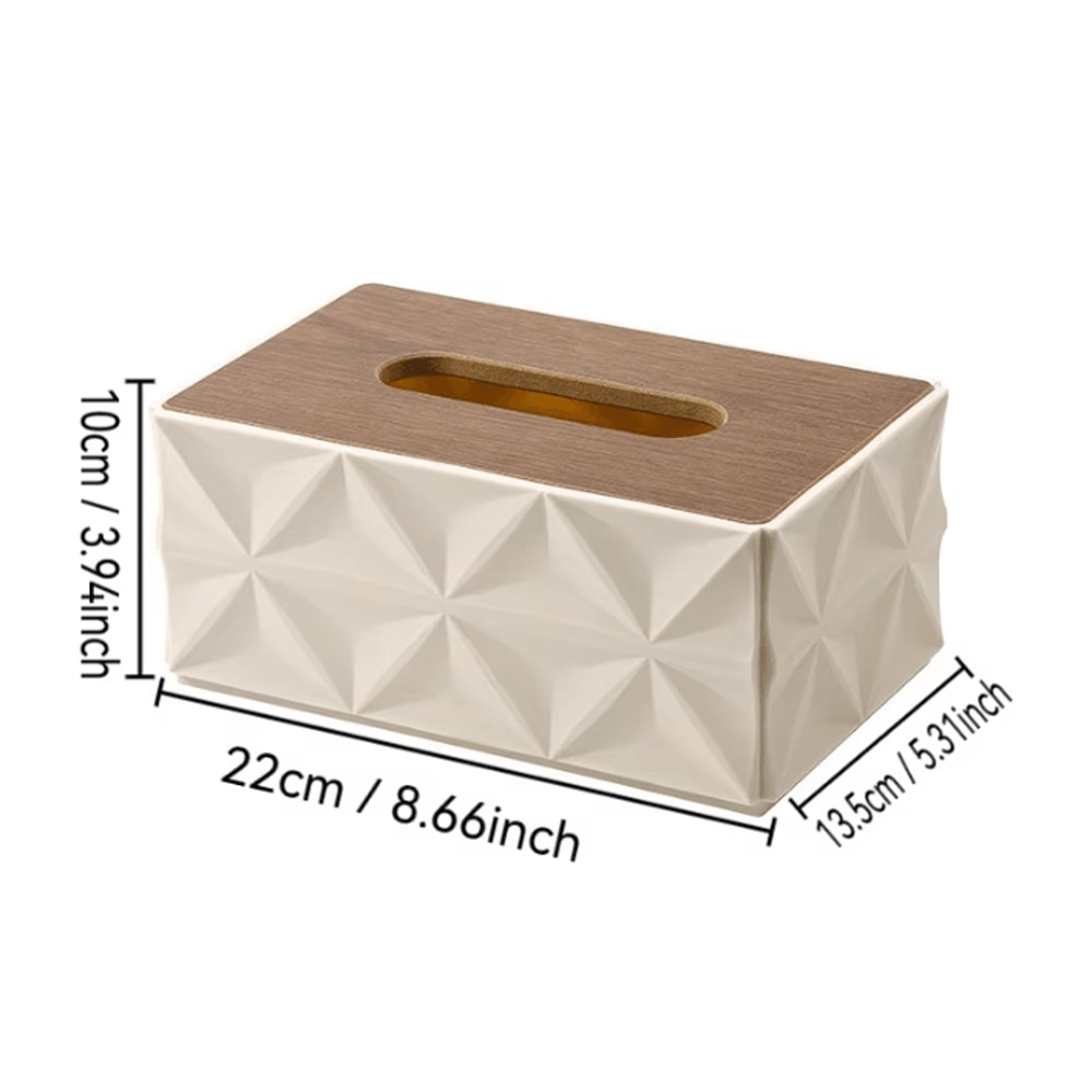 Minimalist Ripple Tissue Box Organizer With Wooden Lid 1