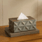 Minimalist Ripple Tissue Box Organizer With Wooden Lid 3