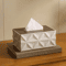 Minimalist Ripple Tissue Box Organizer With Wooden Lid 4