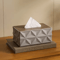 Minimalist Ripple Tissue Box Organizer With Wooden Lid 5
