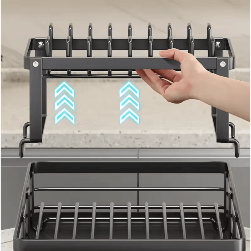 Adjustable Stainless Steel Dish Drying Rack With Drainboard 1