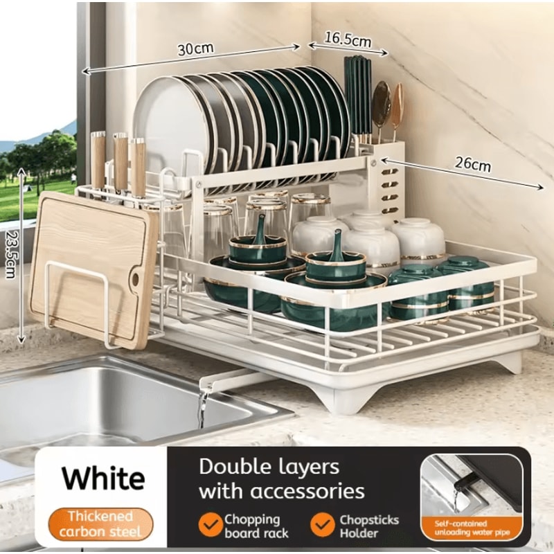 Adjustable Stainless Steel Dish Drying Rack With Drainboard 3
