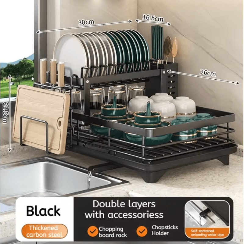 Adjustable Stainless Steel Dish Drying Rack With Drainboard 4