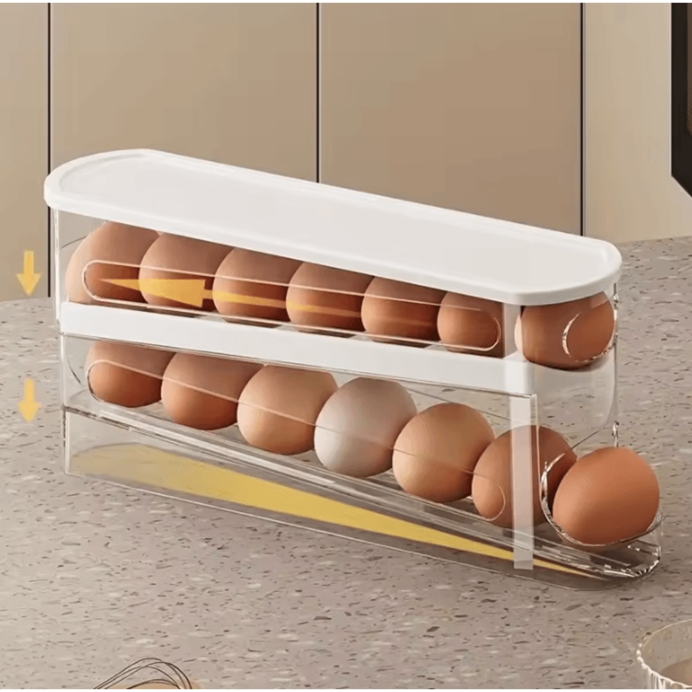 DoubleLayer Automatic Rolling Egg Storage Container 1
