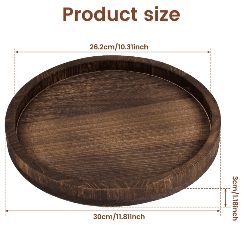 30CM Retro Wooden Serving Tray For Coffee Meals Home Decor 1