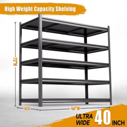 72-inch heavy-duty garage shelving unit with adjustable metal storage shelves