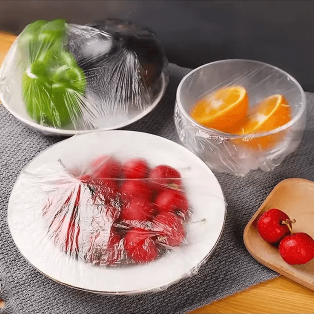 FreshSeal Elastic Food Cover Wraps 100PCS Disposable Cling Bowl Covers 2