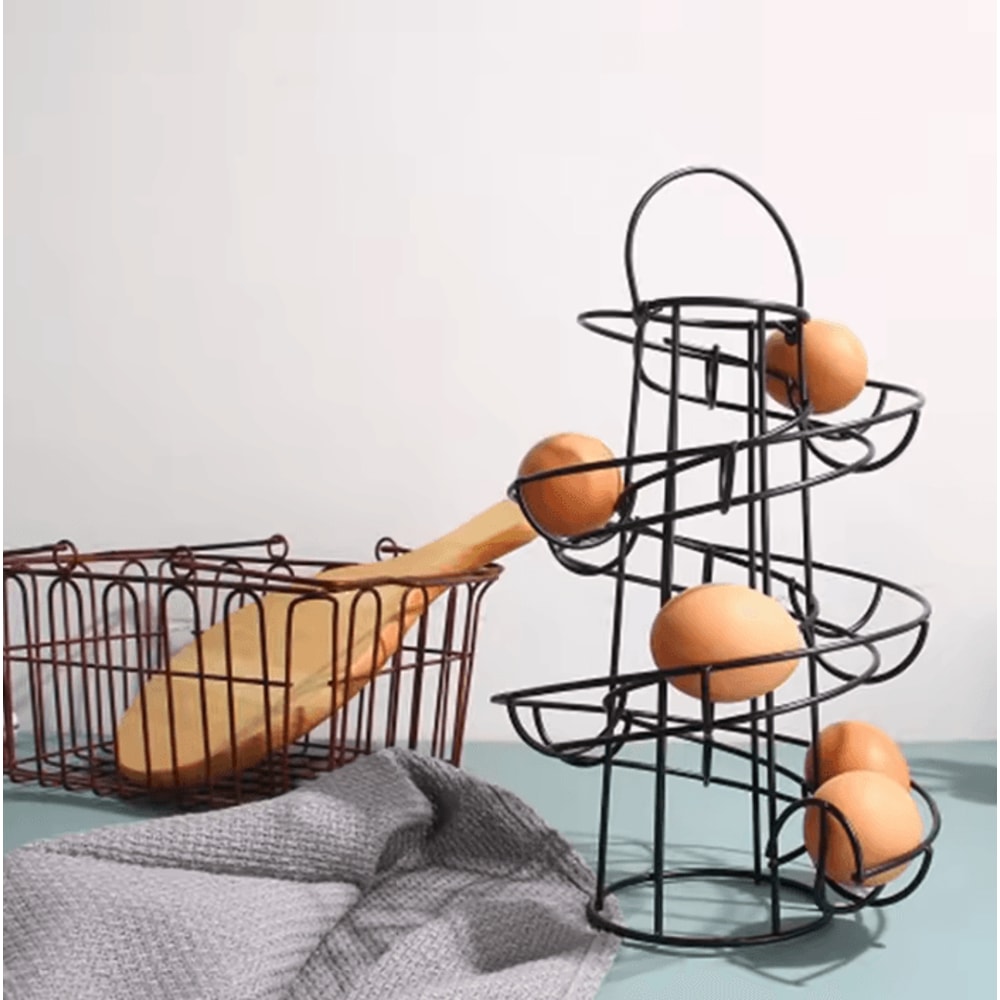 FreshFlow Spiral Egg Storage Rack Countertop Egg Skelter Dispenser 1