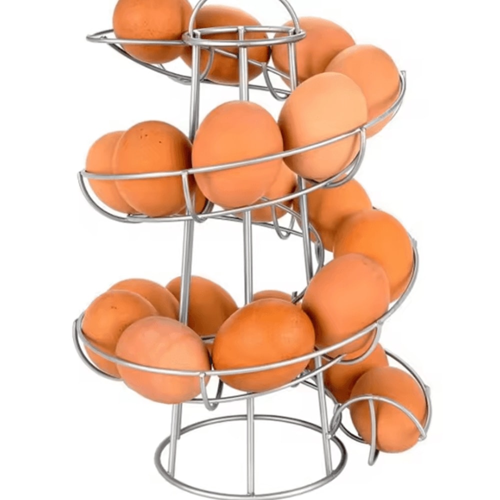 FreshFlow Spiral Egg Storage Rack Countertop Egg Skelter Dispenser 4