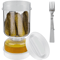 PickleFlow Hourglass Pickle Jar With Fork Dry Wet Food Separator Container 0