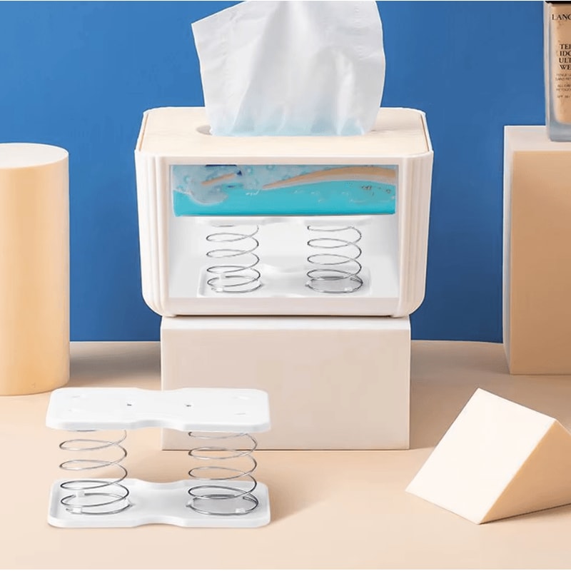 SpringLoaded Automatic Tissue Box Holder For Home Office Bathroom 0