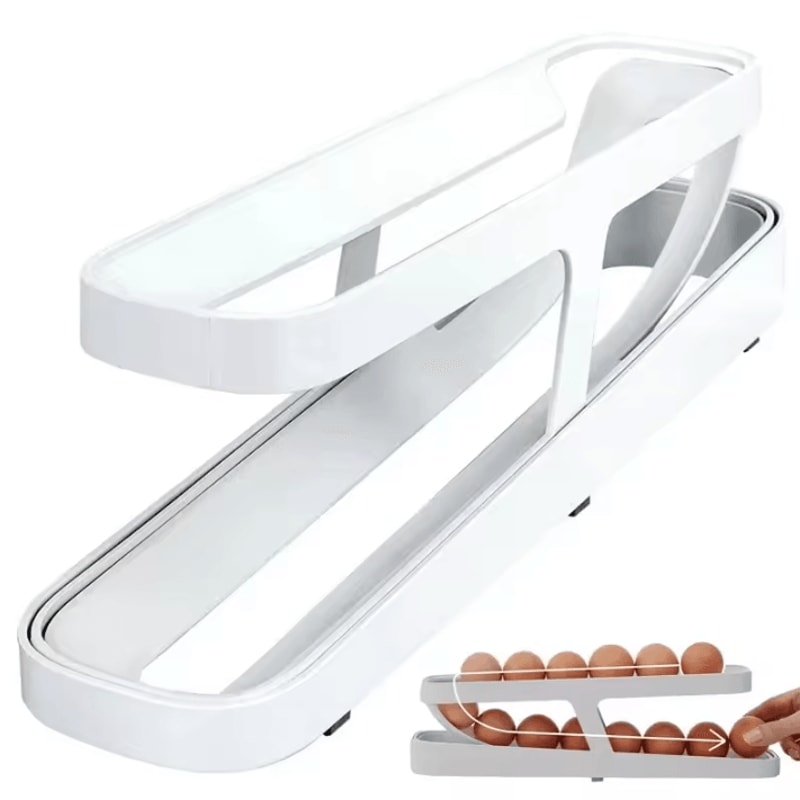 Automatic Rolling Egg Storage Rack For Refrigerator Kitchen Countertops 4
