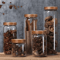 Airtight Glass Food Storage Jar Set With Wooden Lid For Kitchen Organization 0