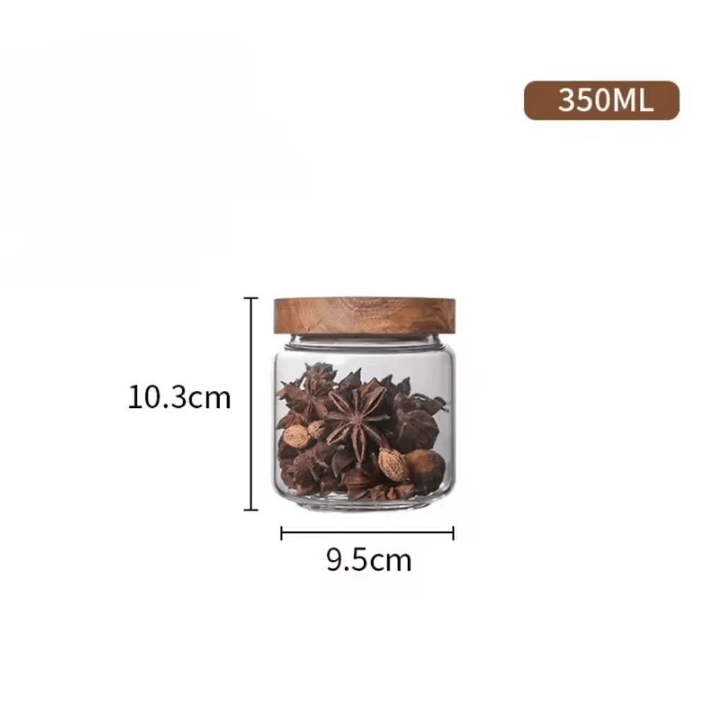 Airtight Glass Food Storage Jar Set With Wooden Lid For Kitchen Organization 4