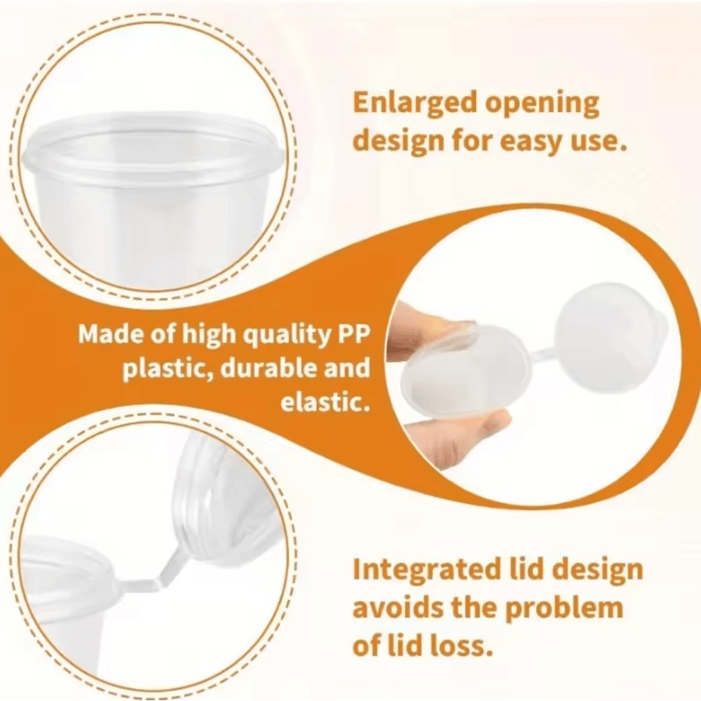 Clear Disposable Sauce Cups With Lids For Food Prep Storage 1