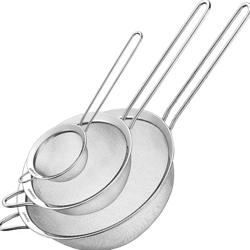 stainless steel fine mesh flour sifter set with handles for baking & cooking
