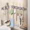 Wall Mounted Mop Broom Holder Rack With 5 Hooks 1