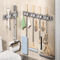 Wall Mounted Mop Broom Holder Rack With 5 Hooks 1