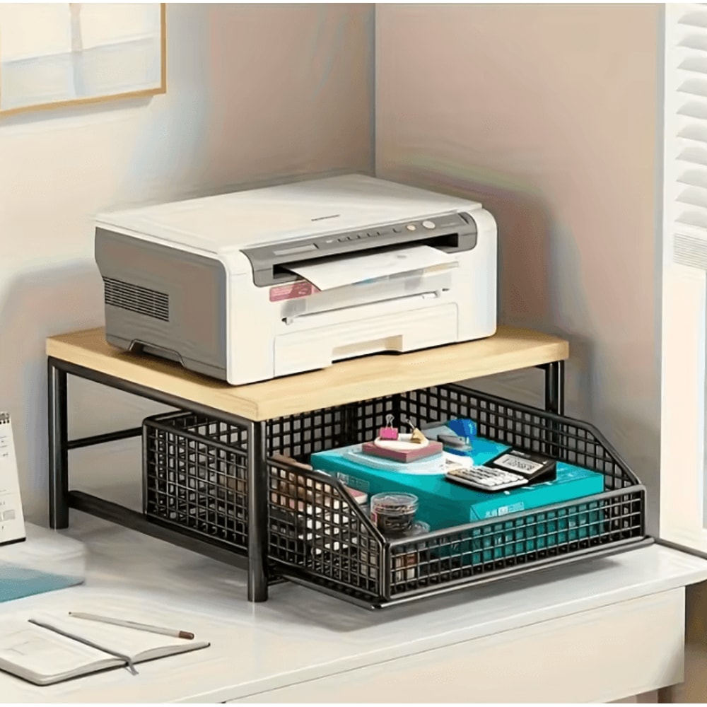 SpaceSaving Microwave Storage Rack With Drawer For Kitchen Countertops 2
