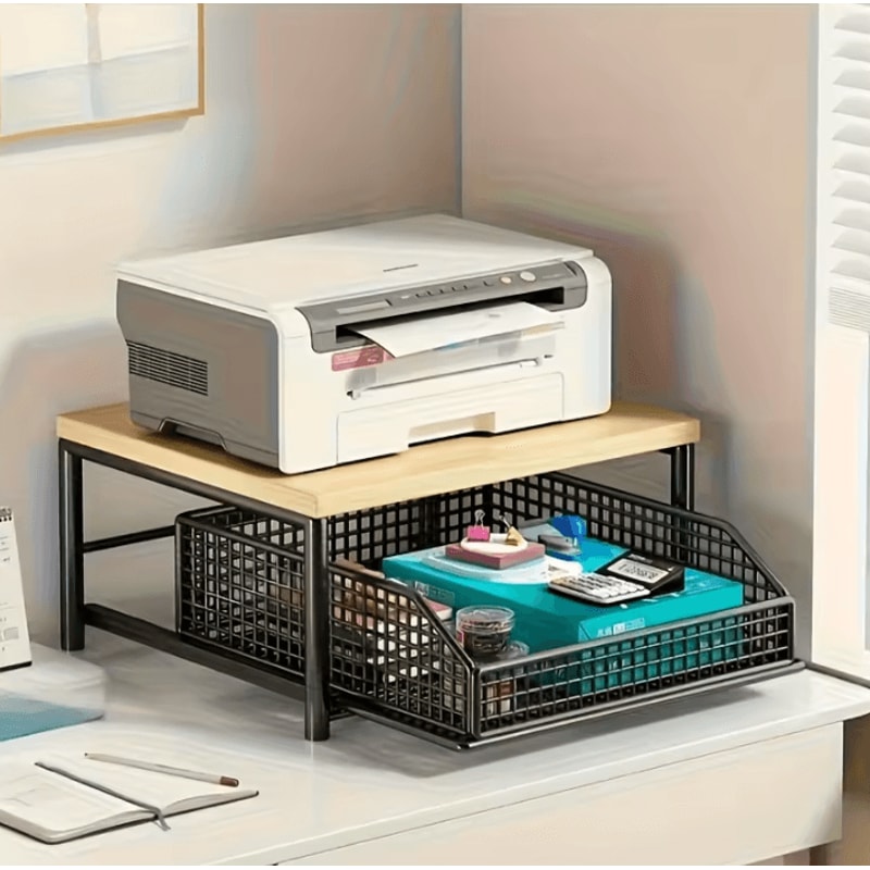 SpaceSaving Microwave Storage Rack With Drawer For Kitchen Countertops 2