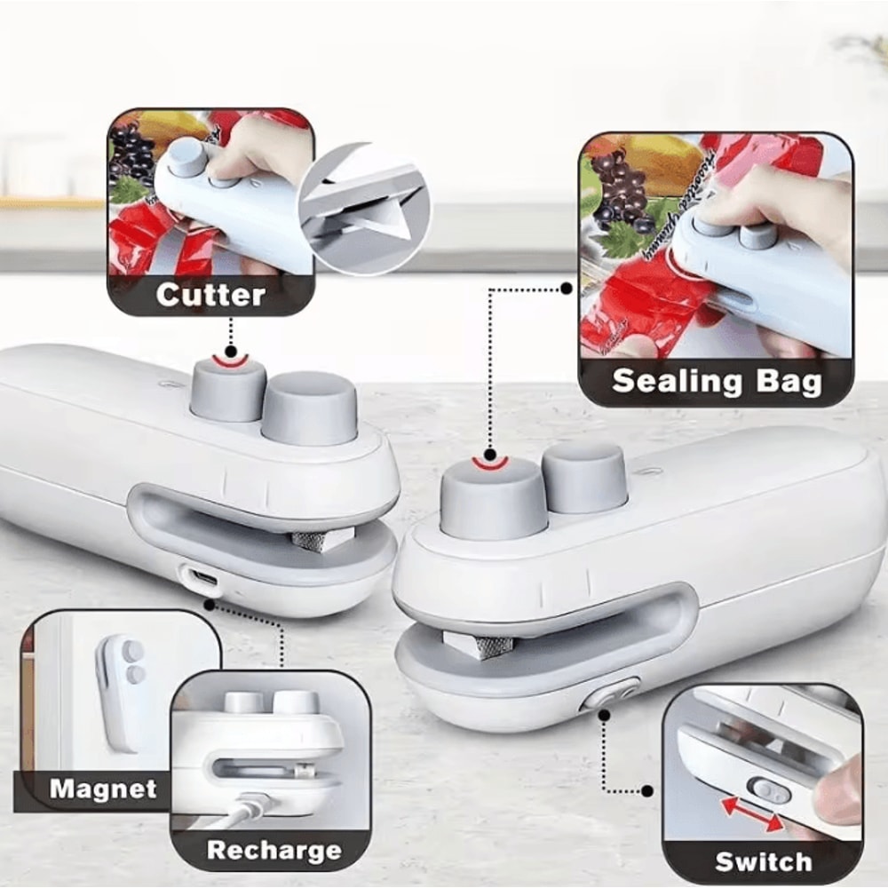 Mini 2in1 Portable Plastic Bag Heat Sealer For Food Storage 4