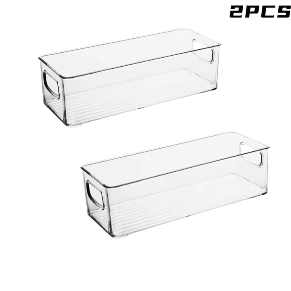 Stackable Clear Pantry Storage Bins With Handles For Fridge Cabinet Organization 3
